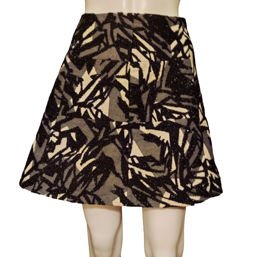 Zara Basic Abstract Textured Metallic A Line Skirt - image 2